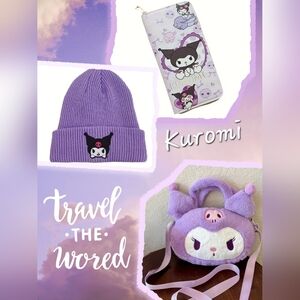 Kuromi Bag, Wallet & Beanie Bundle